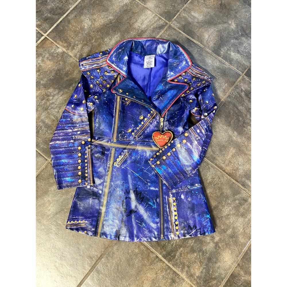 DISNEYS THE DESCENDANTS GIRLS "FAUX" LEATHER BLUE JACKET SIZE 5